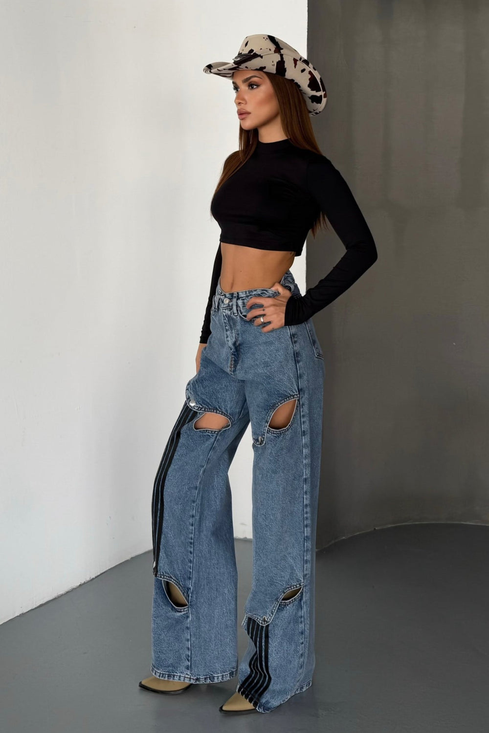 Routines Striped Button Detail Jeans 496 Jeans Routines Fashion