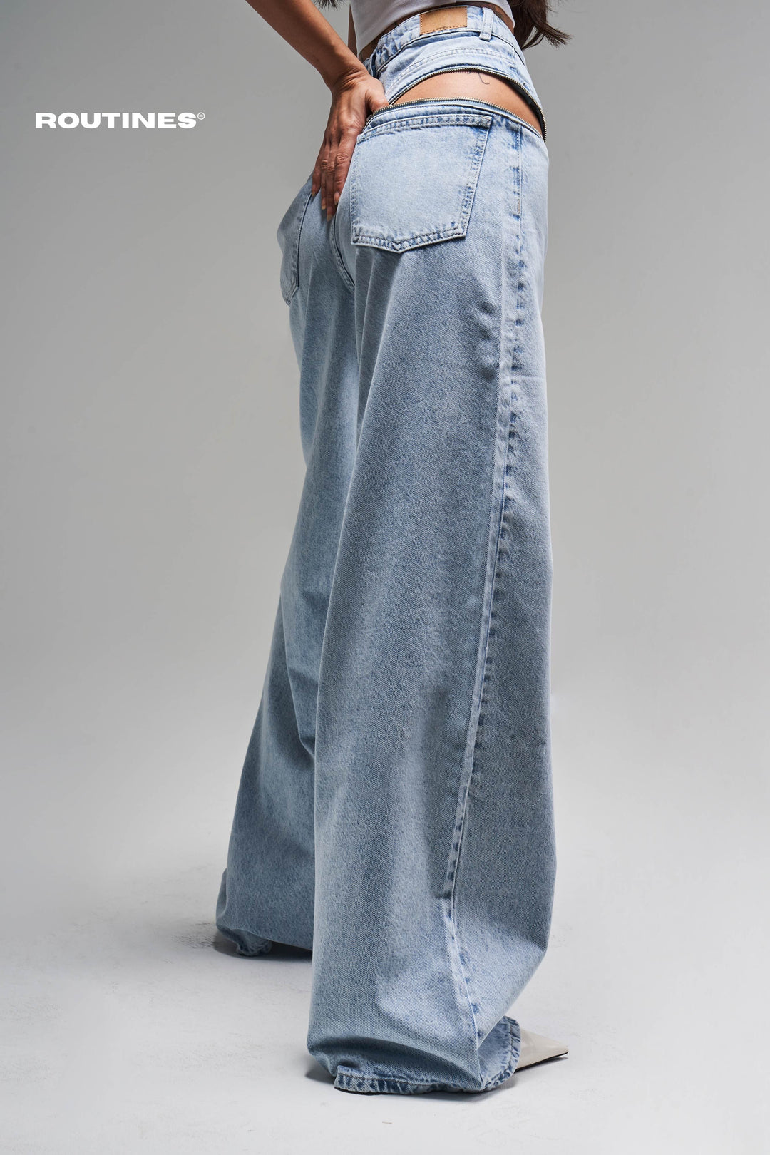 Routines Zippers Baggy Jeans - Washed Blue 3837-4S5 - ROUTINES