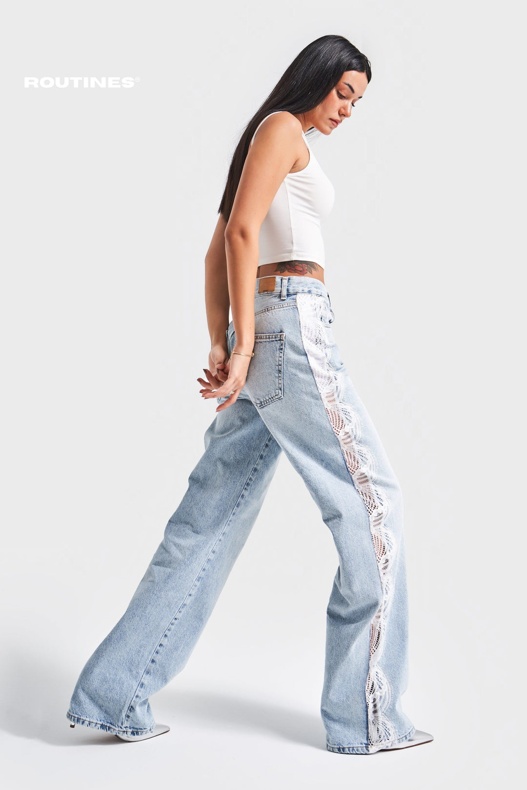 Routines Lace Detailed Straight Leg Jeans 3654 – ROUTINES®
