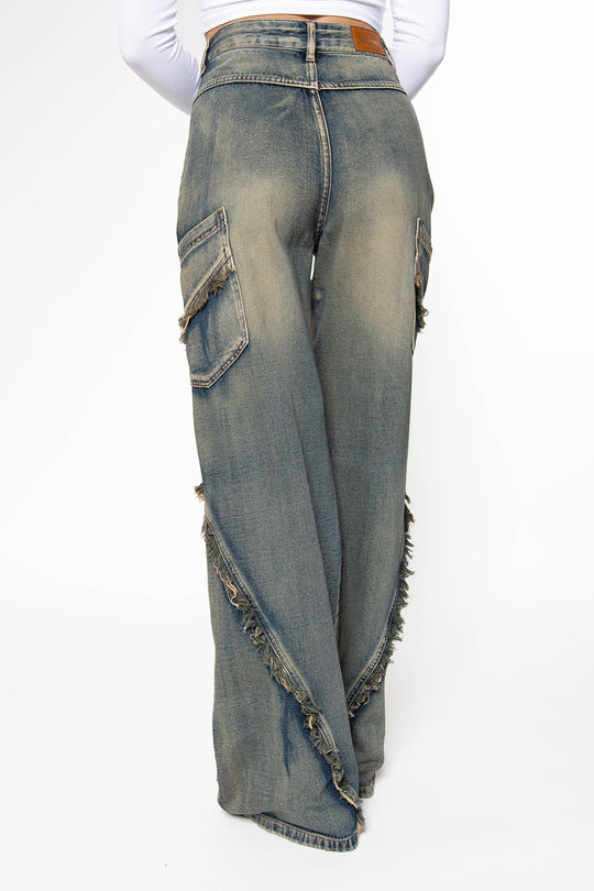 Britt Vintage Fringe Wide Leg Jeans Jeans Routines Fashion   