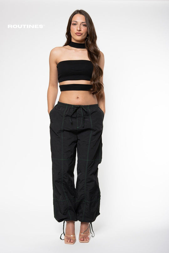 Carly Parachute Pants - Black Pants Routines Fashion   