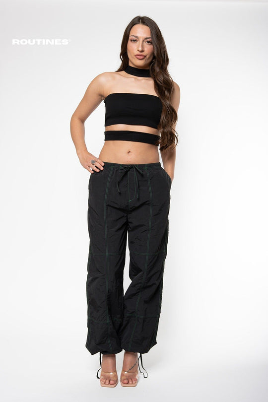 Carly Parachute Pants - Black Pants Routines Fashion   