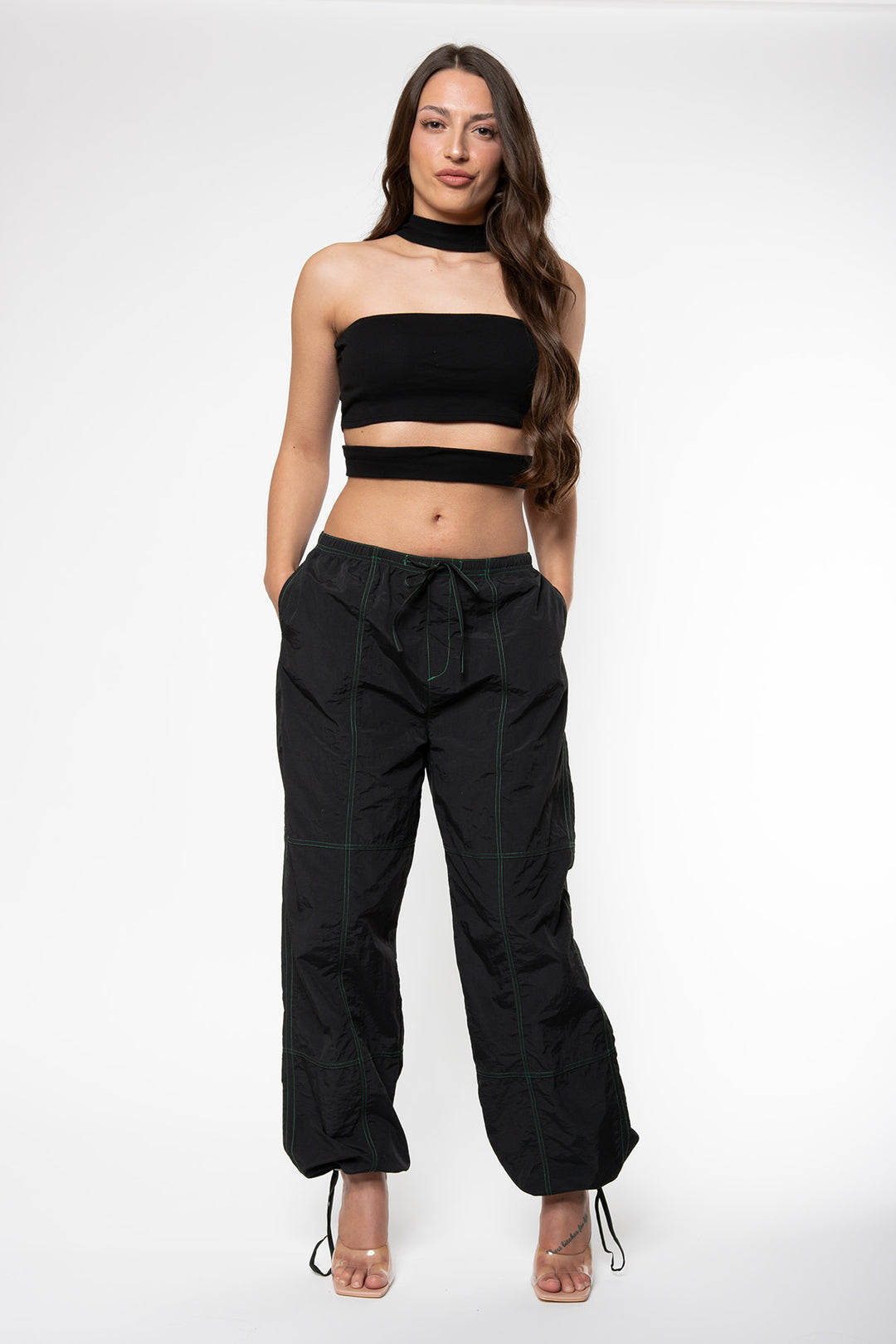 Carly Parachute Pants - Black Pants Routines Fashion   