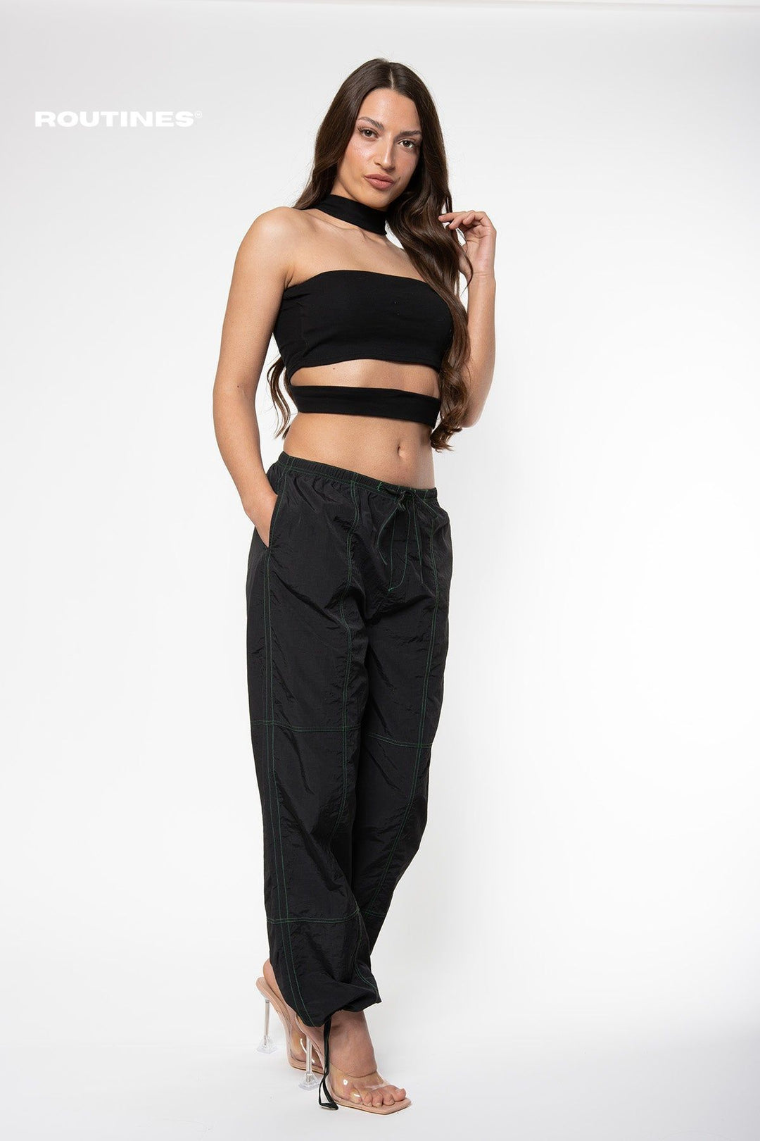 Carly Parachute Pants - Black Pants Routines Fashion   