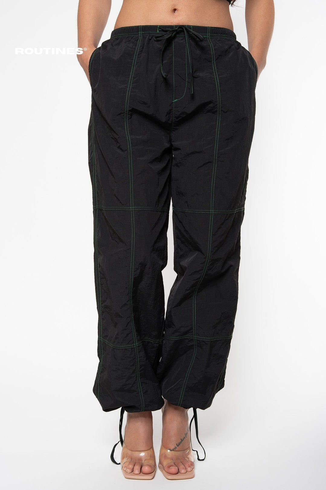 Carly Parachute Pants - Black Pants Routines Fashion   