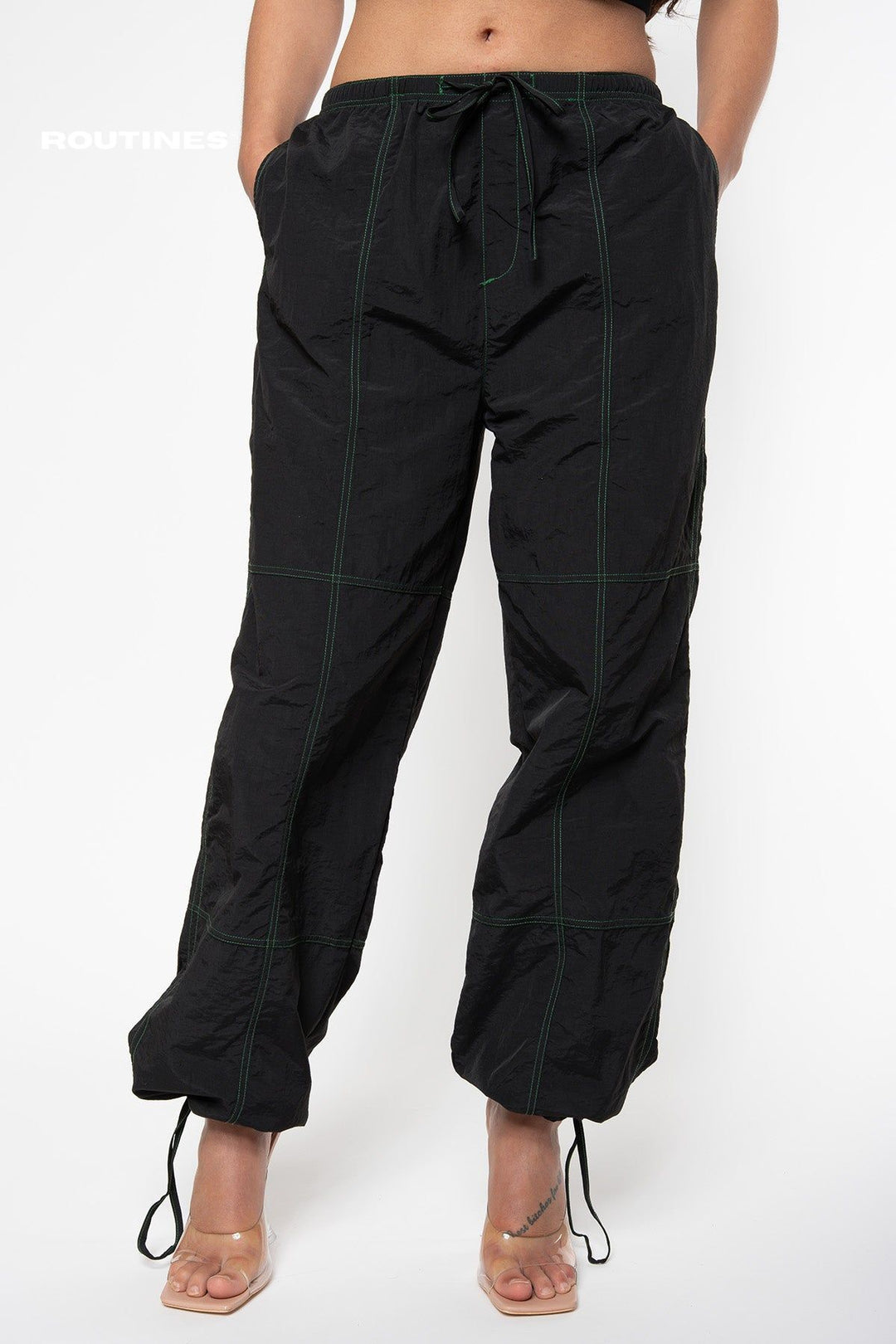 Carly Parachute Pants - Black Pants Routines Fashion   