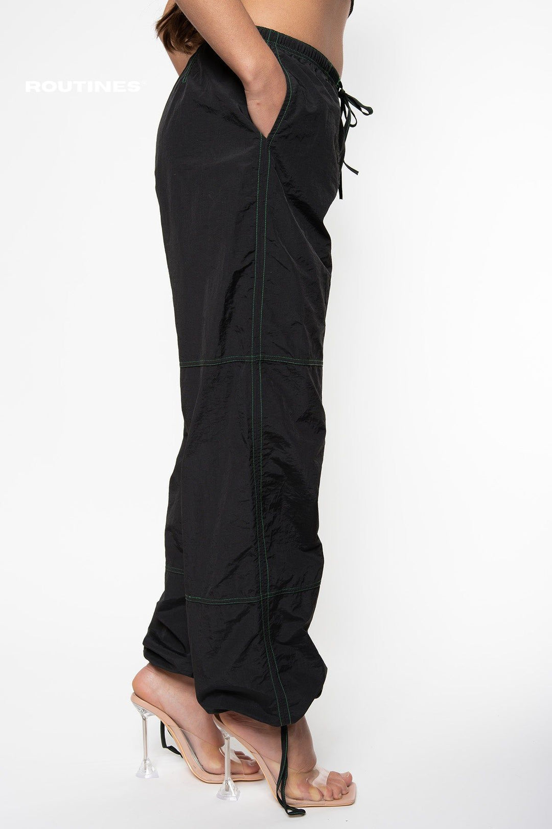 Carly Parachute Pants - Black Pants Routines Fashion   