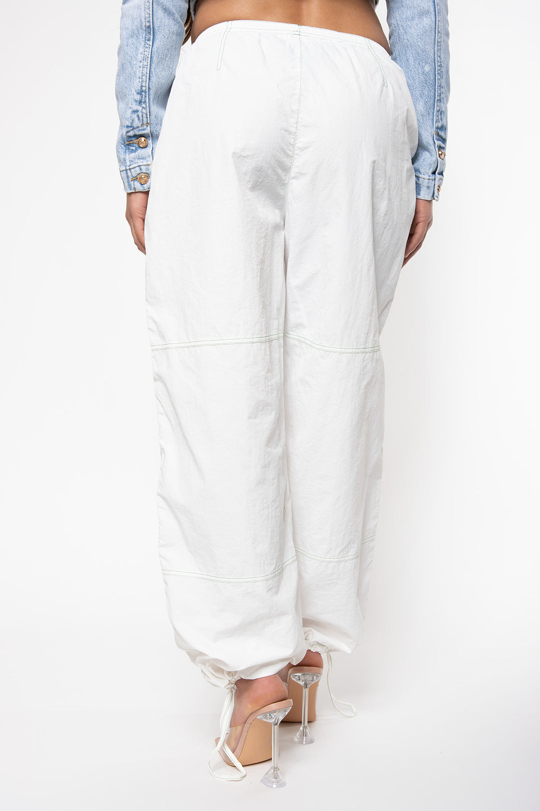 Carly Parachute Pants - White Pants Routines Fashion   