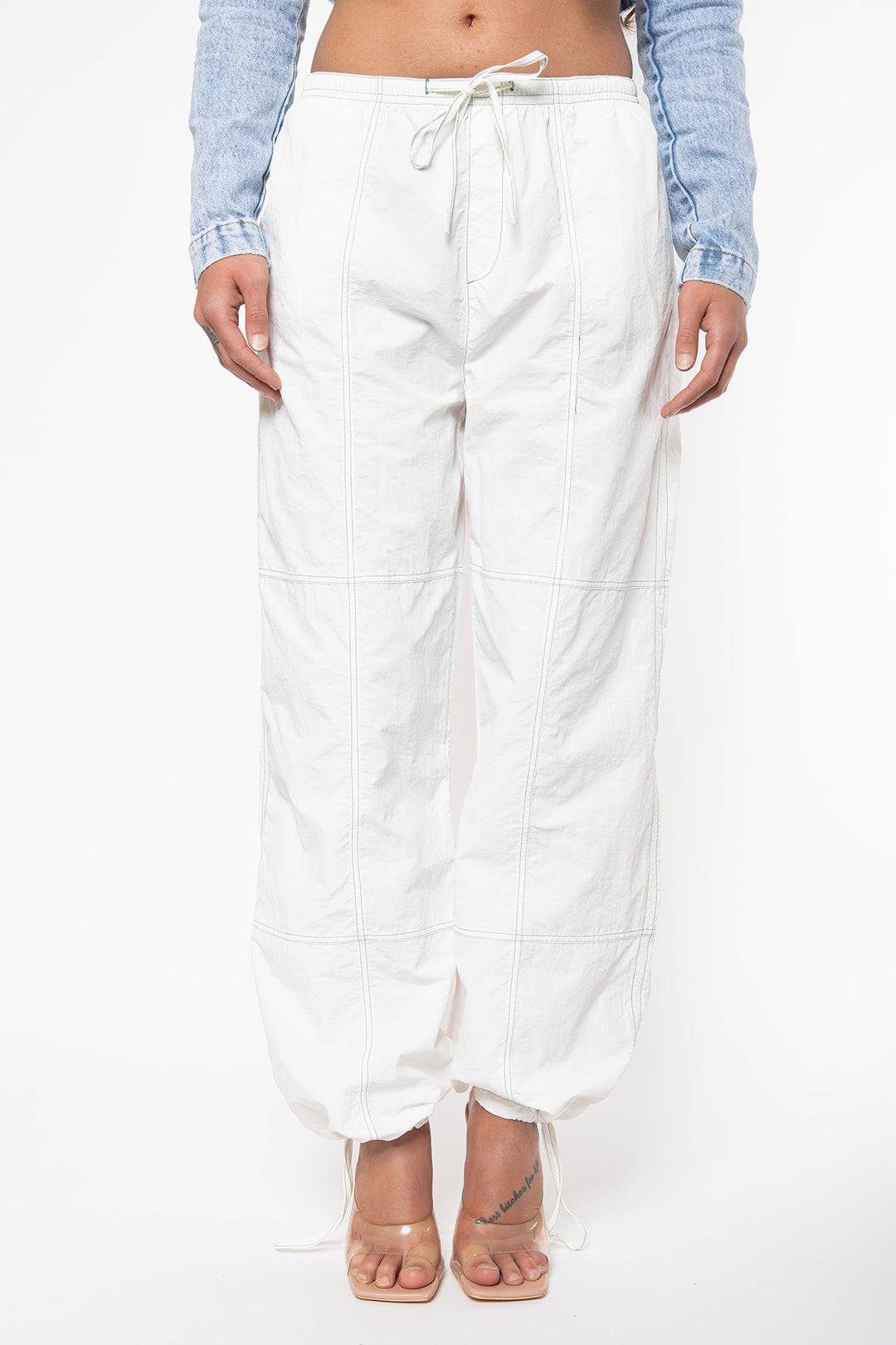 Carly Parachute Pants - White Pants Routines Fashion   