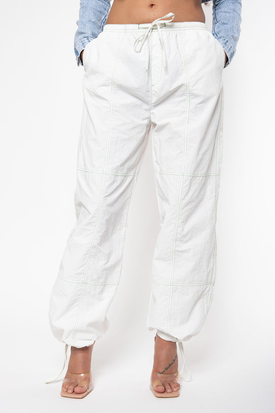 Carly Parachute Pants - White Pants Routines Fashion   