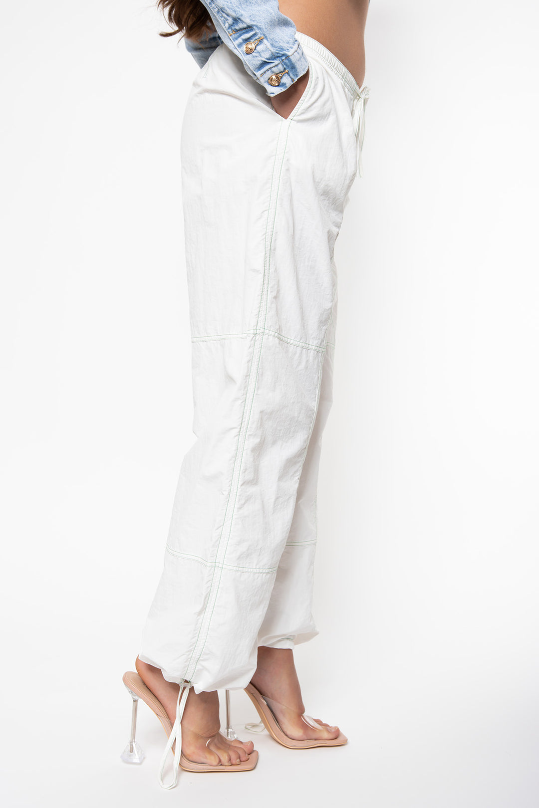 Carly Parachute Pants - White Pants Routines Fashion   