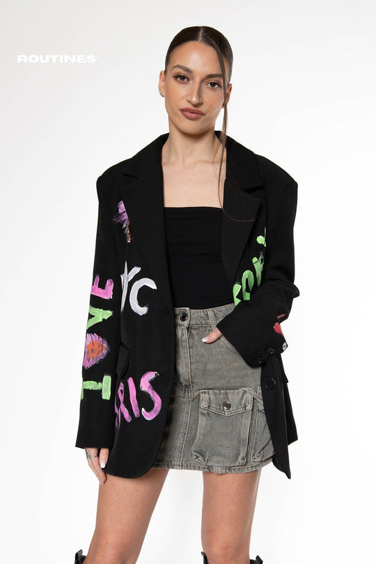 Elyse City Graffiti Blazer Blazer Routines Fashion   