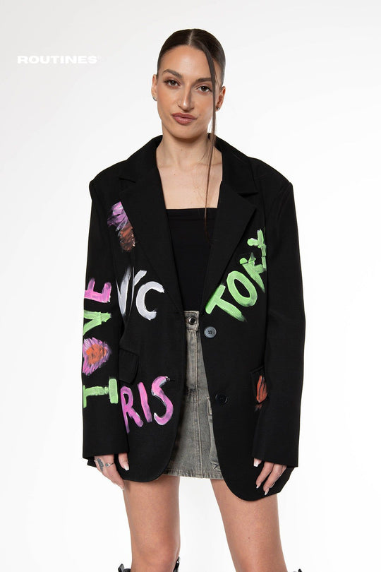 Elyse City Graffiti Blazer Blazer Routines Fashion   