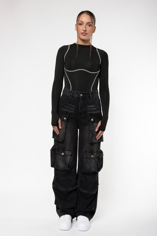 Estelle Stitch Bodysuit - Black Body Routines Fashion   