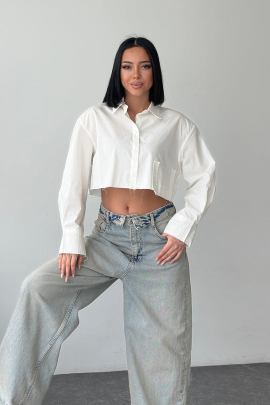 Routines Cropped Cut Blouse - White 363 Blouse Routines Fashion