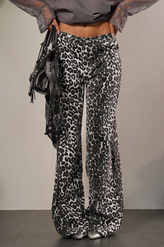 Indy Leopard Wide Leg Jeans Jeans Routines Fashion   