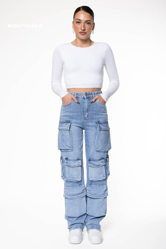 Jazmine Stretch Multipocket Cargo Jeans Jeans Routines Fashion   