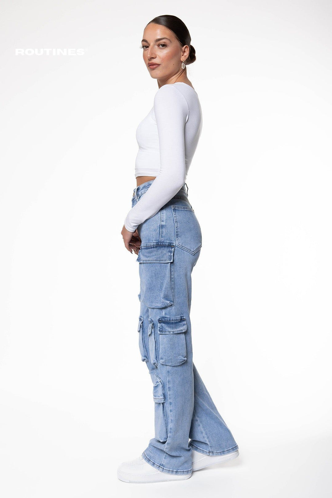 Jazmine Stretch Multipocket Cargo Jeans Jeans Routines Fashion   