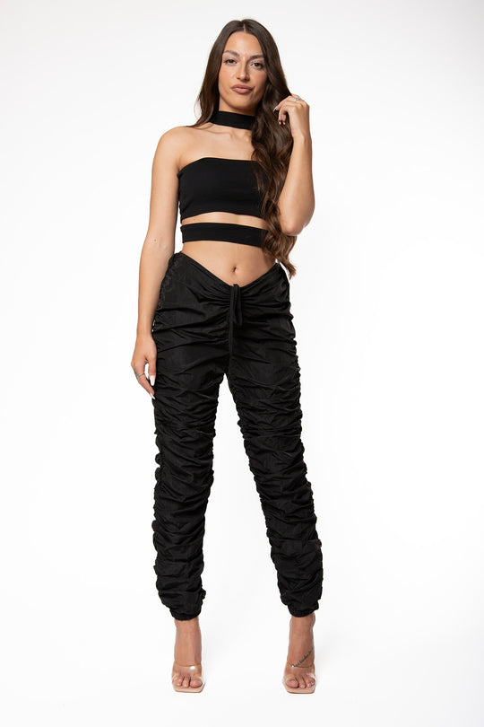 Jenny V Ruched Pants - Black Pants Routines Fashion   