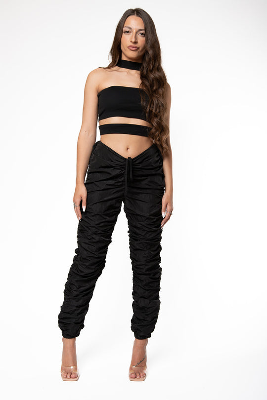 Jenny V Ruched Pants - Black Pants Routines Fashion   