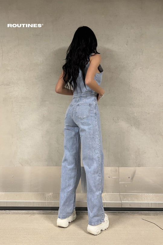 Loise Stretch Denim Jumpsuit - Blue Jumpsuit Routines Fashion   