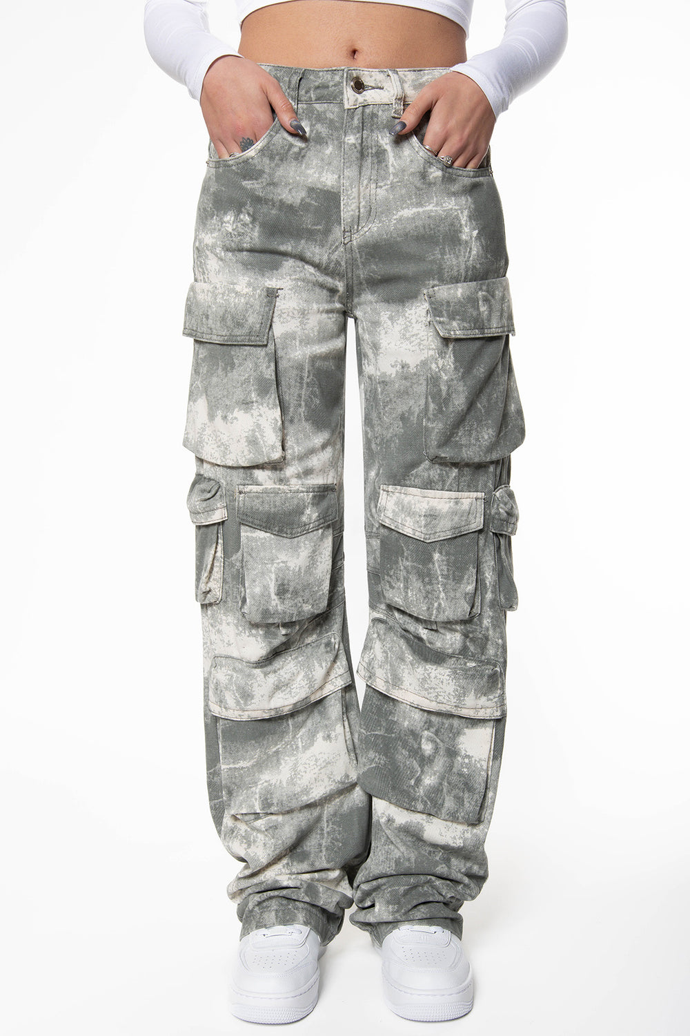 Lyla Multipocket Cargo Jeans - Camouflage Jeans Routines Fashion   