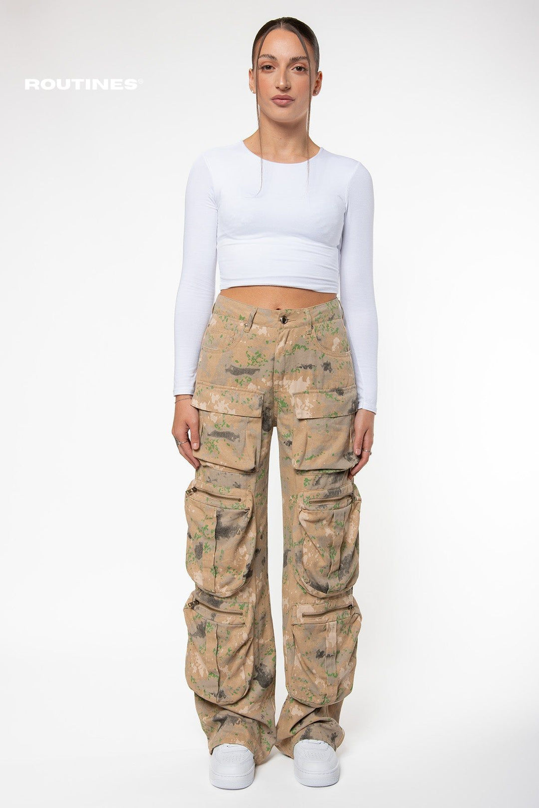 Maren Camouflage Cargo Pants - Sand Pants Routines Fashion   