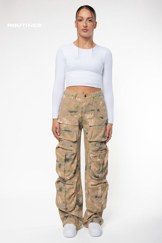 Maren Camouflage Cargo Pants - Sand Pants Routines Fashion   