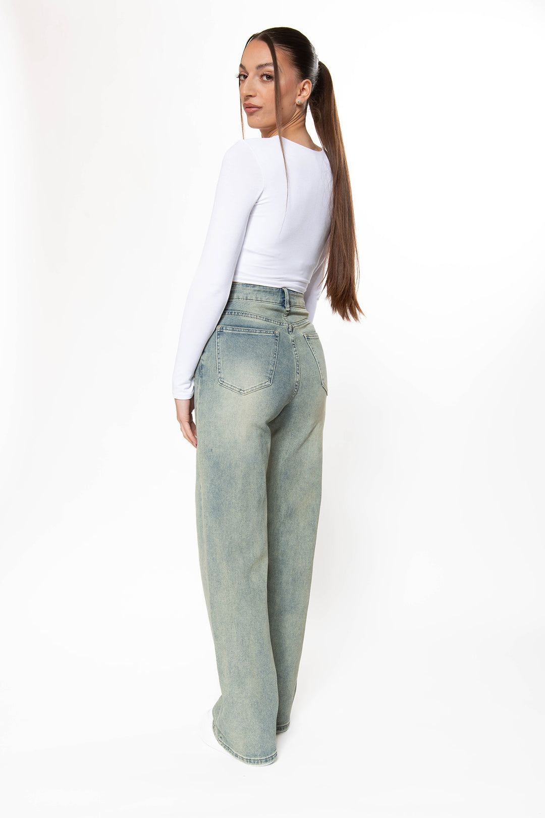Noellyn Vintage Stretch Wide Leg Jeans Jeans Routines Fashion   