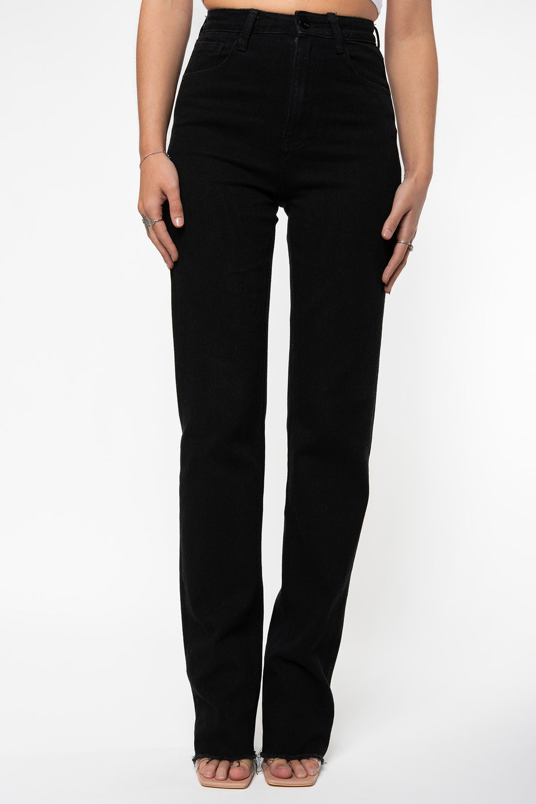 Nooryn Stretch Straight Leg Jeans - Black - EXTRA TALL Jeans Routines Fashion   