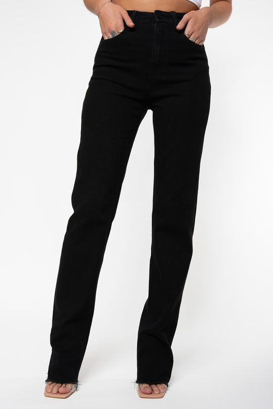 Nooryn Stretch Straight Leg Jeans - Black - EXTRA TALL Jeans Routines Fashion   