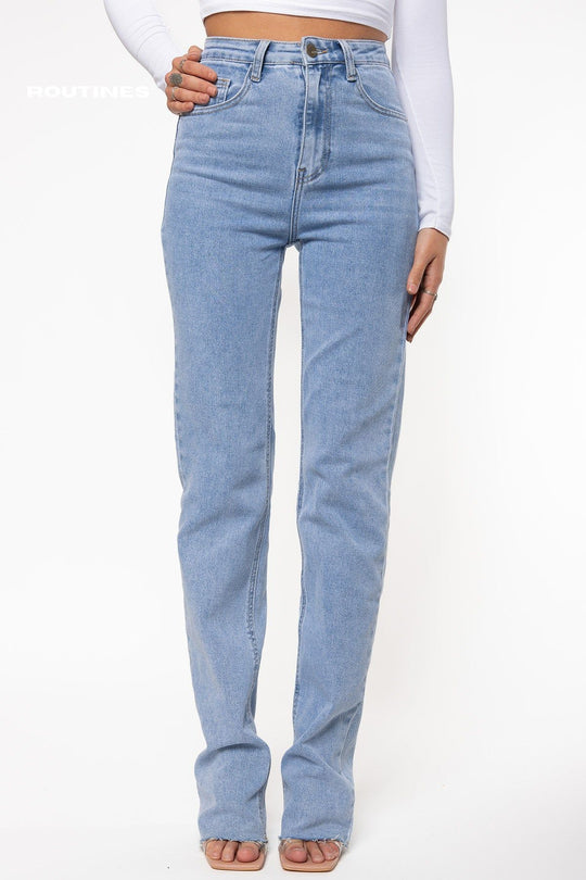 Nooryn Stretch Straight Leg Jeans - Blue - EXTRA TALL Jeans Routines Fashion   