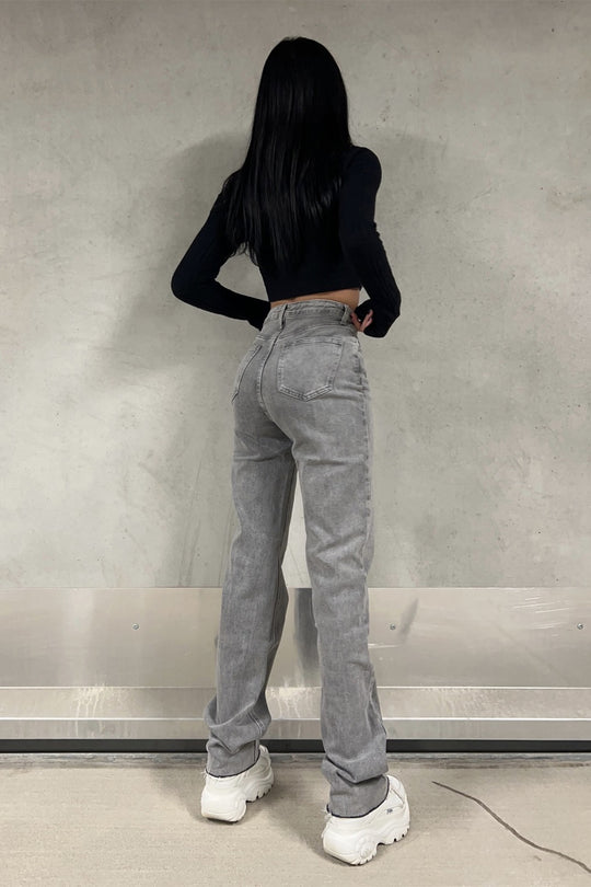 Quinsey Stretch Straight Leg Jeans - Grey - EXTRA TALL Jeans Routines Fashion   