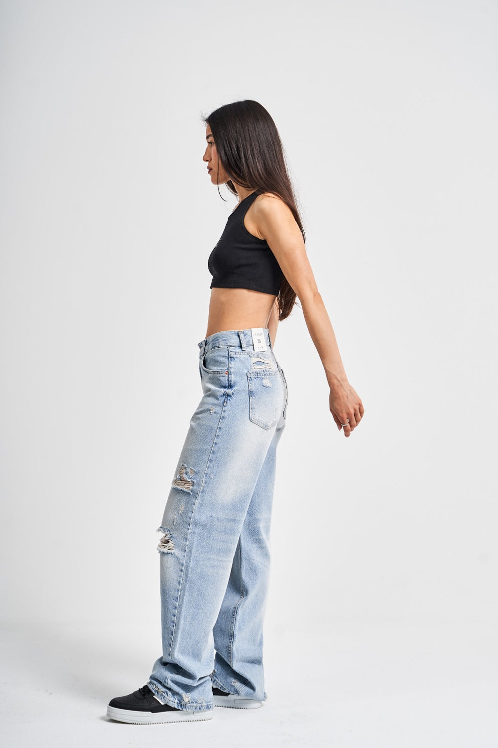 Routines Back Ripped Straight Leg Jeans 3260 Jeans Routines Fashion   