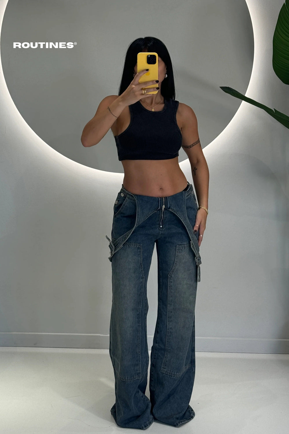 Routines Baggy Overall Straight Leg Jeans 21130 Jeans Routines Fashion   