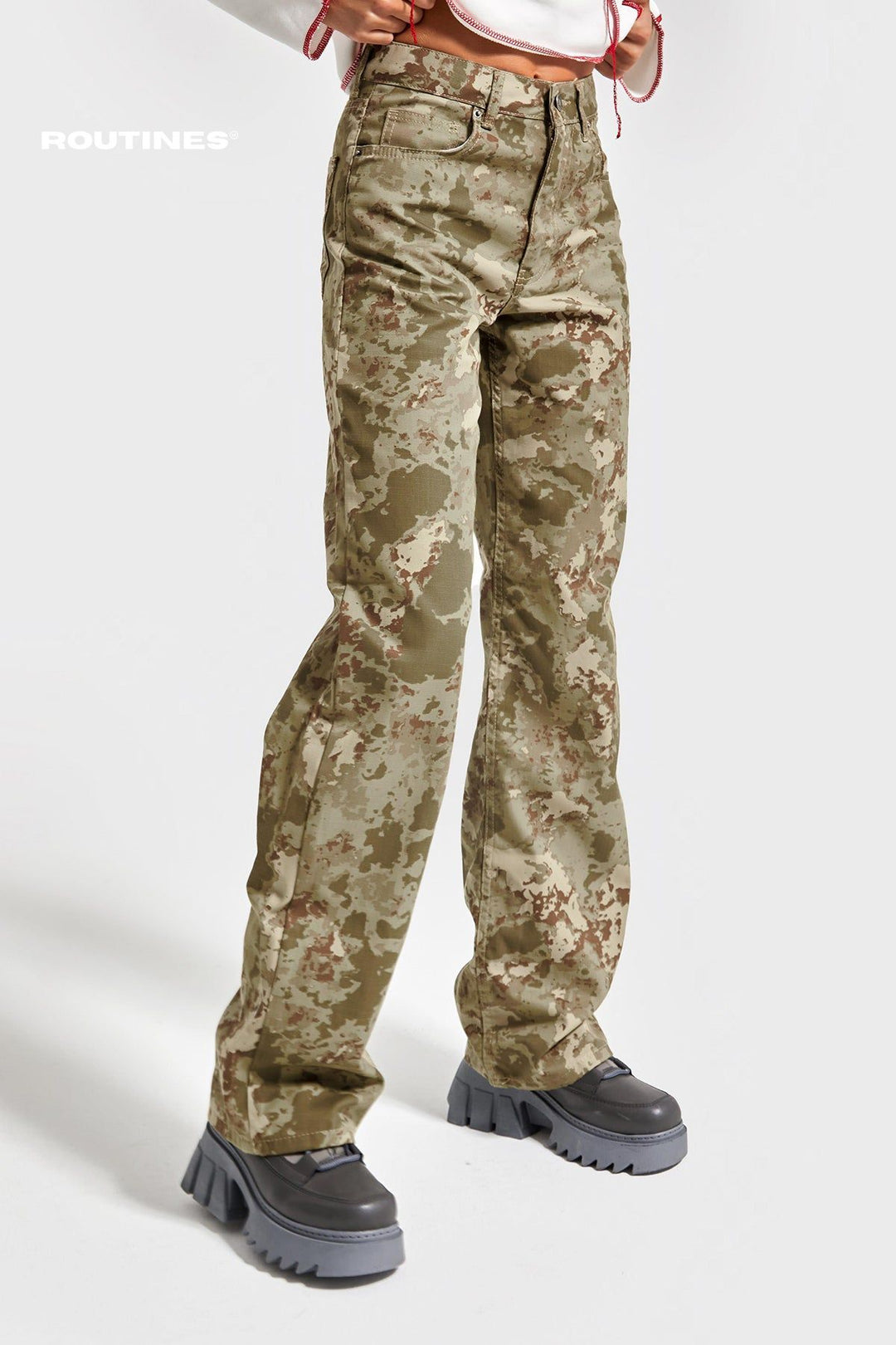 Routines Camouflage Straight Leg Pants 3467 Pants Routines Fashion   