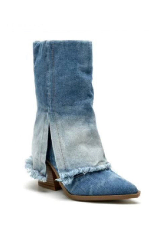 Routines Denim Western Boots - Blue Shoes Routines Fashion   