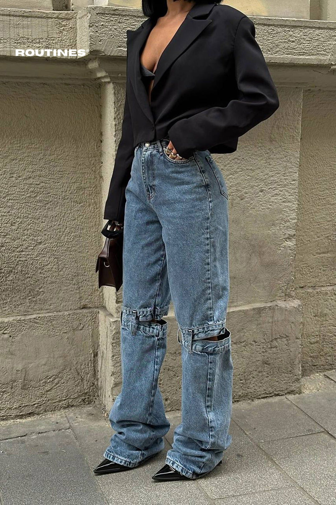 Routines Detailed Straight Leg Jeans 500 Jeans Routines Fashion   