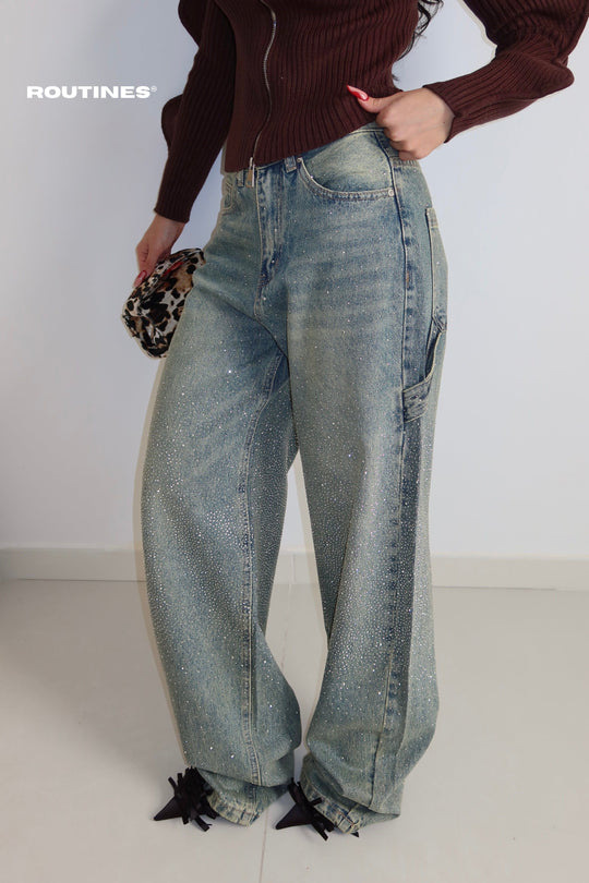 Routines Diamonds Carpenter Baggy Jeans - Vintage Blue 3280 Jeans Routines Fashion