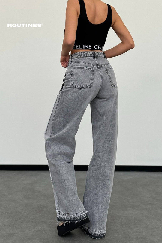 Routines Double Waist Straight Leg Jeans 1216-1 Jeans Routines Fashion   