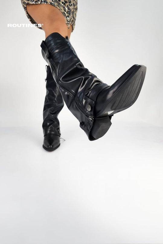 Routines Leatherlook Western Boots - Black 788 Shoes Routines Fashion