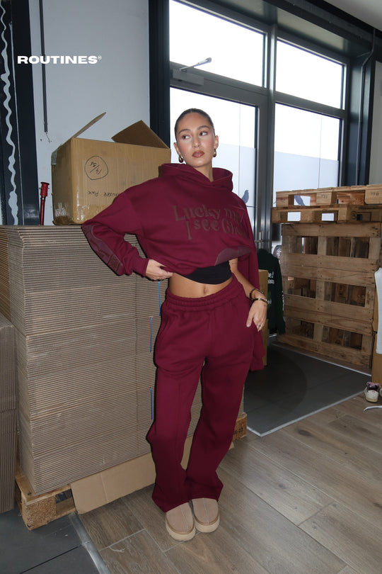 Routines Lucky Me Tracksuit - Burgundy Set Routines Fashion