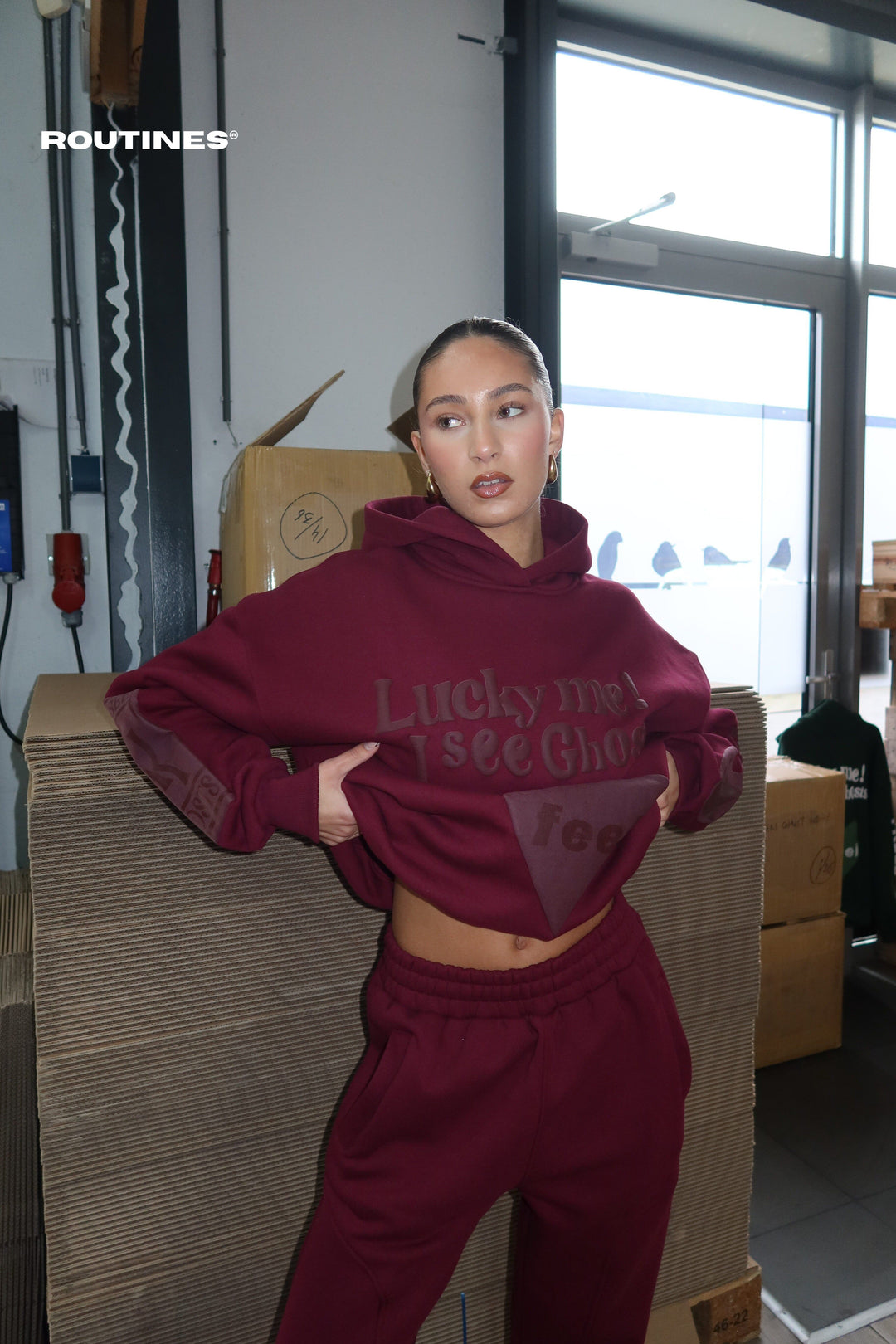 Routines Lucky Me Tracksuit - Burgundy Set Routines Fashion