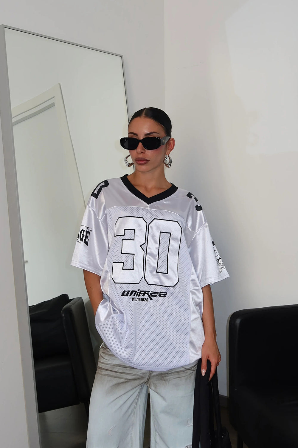 Routines Oversized Jersey 30 T-shirt - White T-Shirt Routines Fashion   