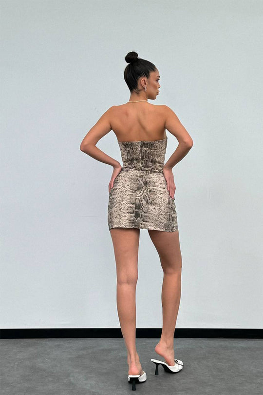Routines Python Denim Skirt - Beige 1338-2 Skirt Routines Fashion   