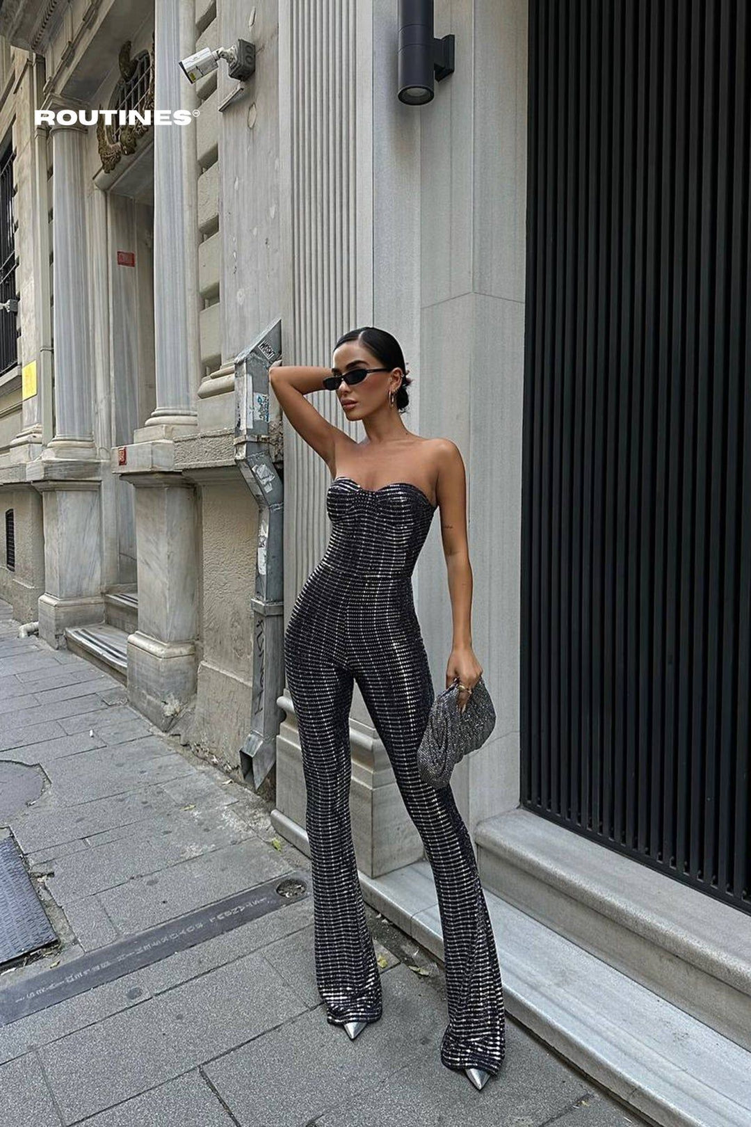 Routines Stretch Glitter Jumpsuit 1245 Jumpsuit Routines Fashion   