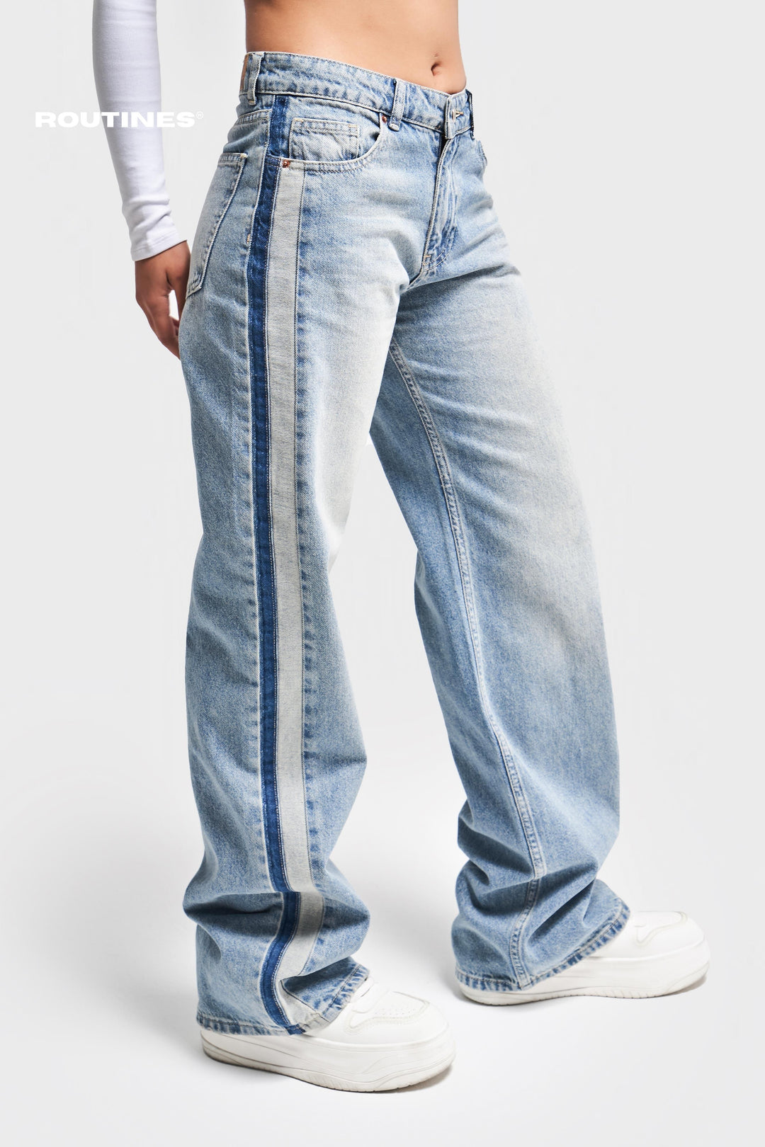 Routines Striped Straight Leg Jeans 3662 Jeans Routines Fashion