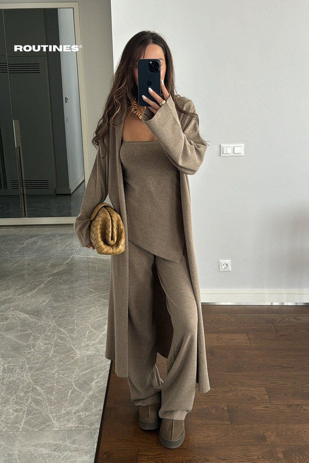 Routines Three Piece Knit Set - Taupe 4001 Set Routines Fashion