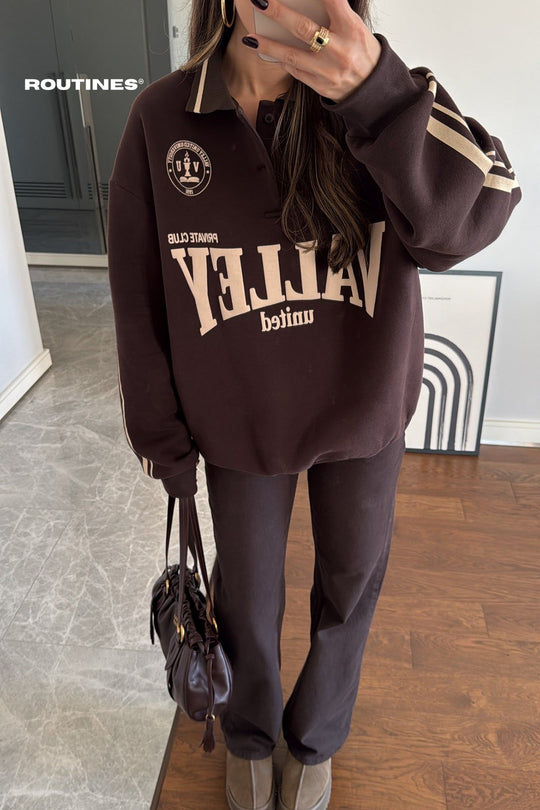 Routines Valley Club Sweater - Choco 110036 Sweater Routines Fashion