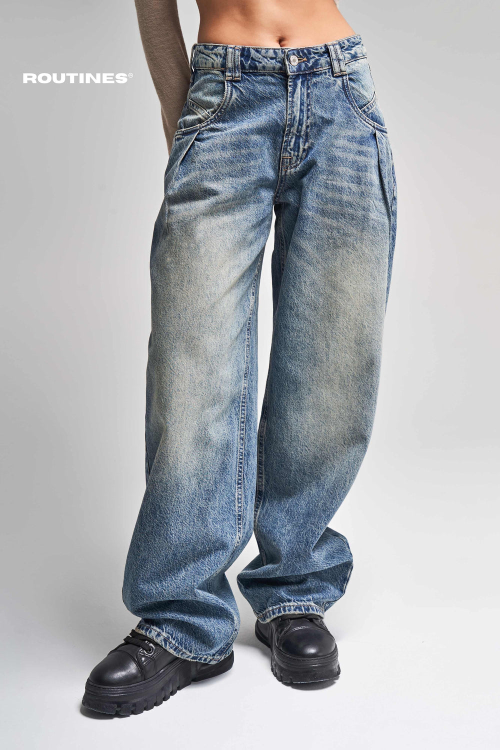 Routines Washed Baggy Jeans 3675 Jeans Routines Fashion